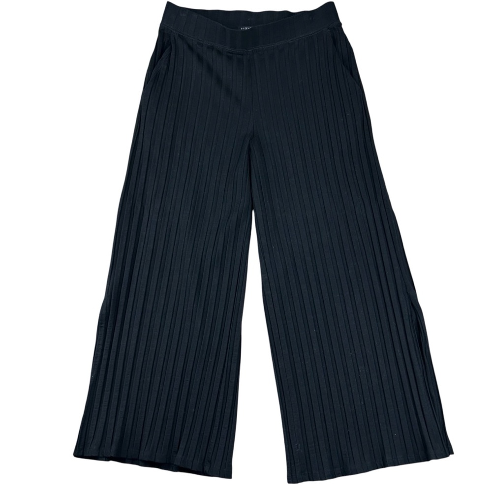 Eileen Fisher Pleated Wide Leg Crop Pants SMALL Tenured Pull On Side Boho Luxury